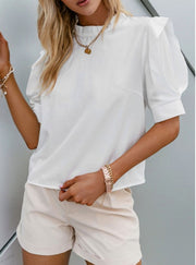 Sienna Ruffle Short Puff Sleeve Top