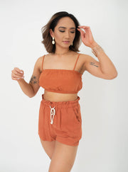 Gabrielle Crop Top and High Waist Lounge Short Set