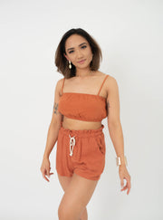 Gabrielle Crop Top and High Waist Lounge Short Set