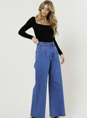 Lexi Pleated High Rise Wide leg Jeans